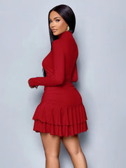 🛍️ Büzgülü Volanlı Mini Elbise